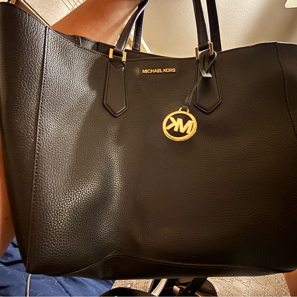 Michael Kors Black Leather Tote Bag